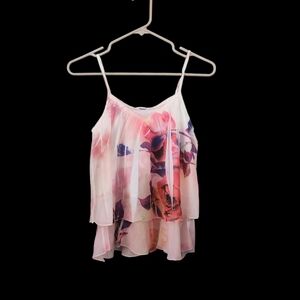 Floral Pink Chiffon Layered Top